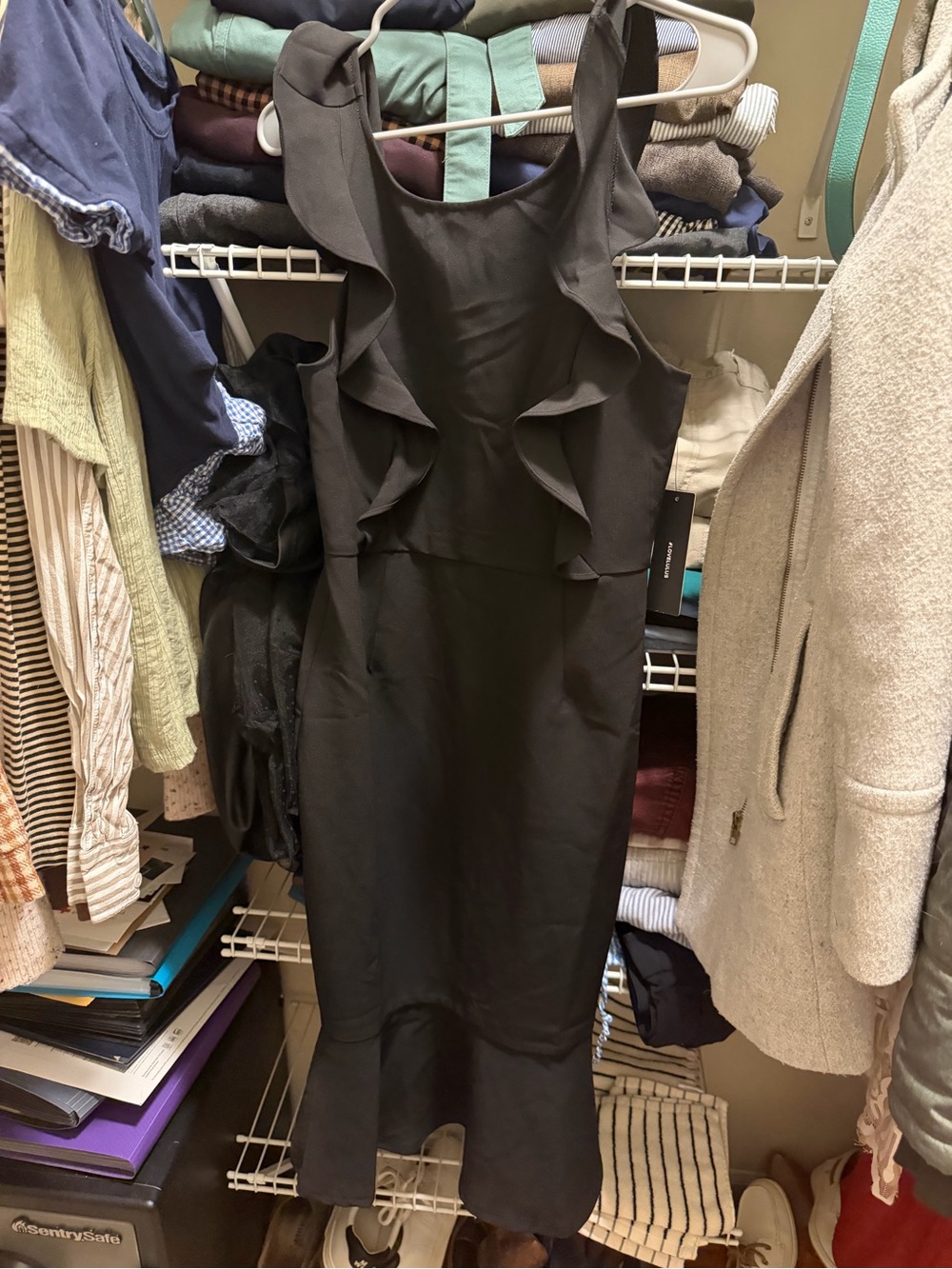 Lulu's Black Ruffled Midi Dress
